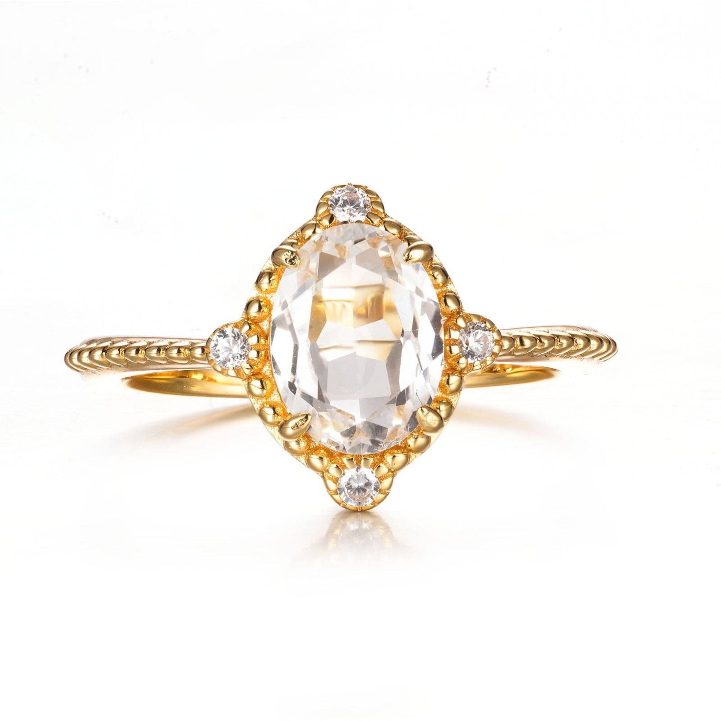 White Topaz 14k Gold Vermeil Ring - Size 5