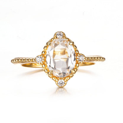 White Topaz 14k Gold Vermeil Ring - Size 5