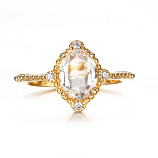 White Topaz 14k Gold Vermeil Ring - Size 8