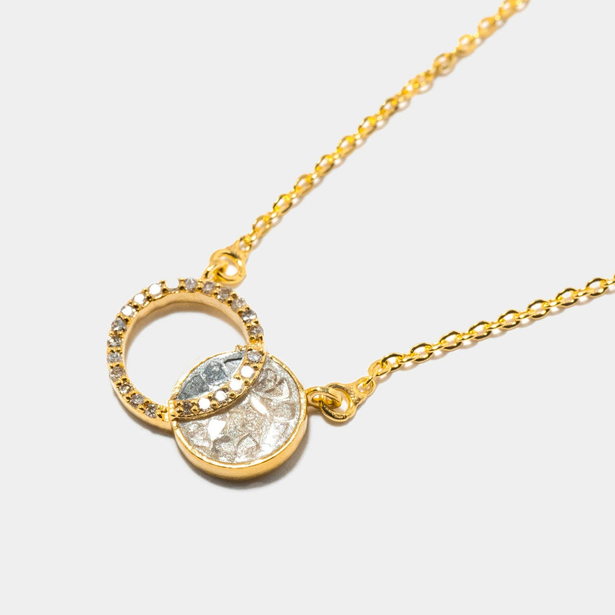 Natural Diamond Slices & Pavé Champagne Diamonds18kt Gold Vermeil Eclipse Pendant Necklace