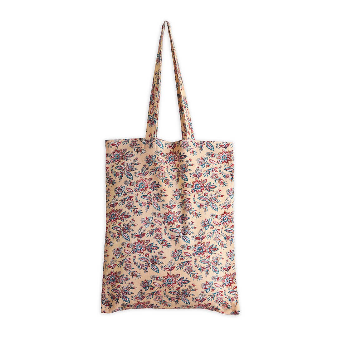 Blue & Red Floral 100% Cotton Tote Bag