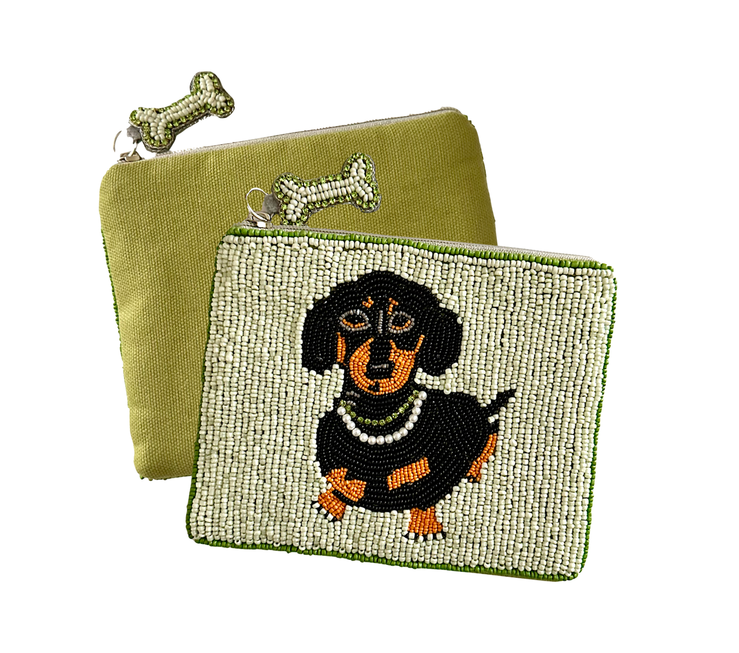 Dachshund Hand Beaded Coin Purse/Small Clutch