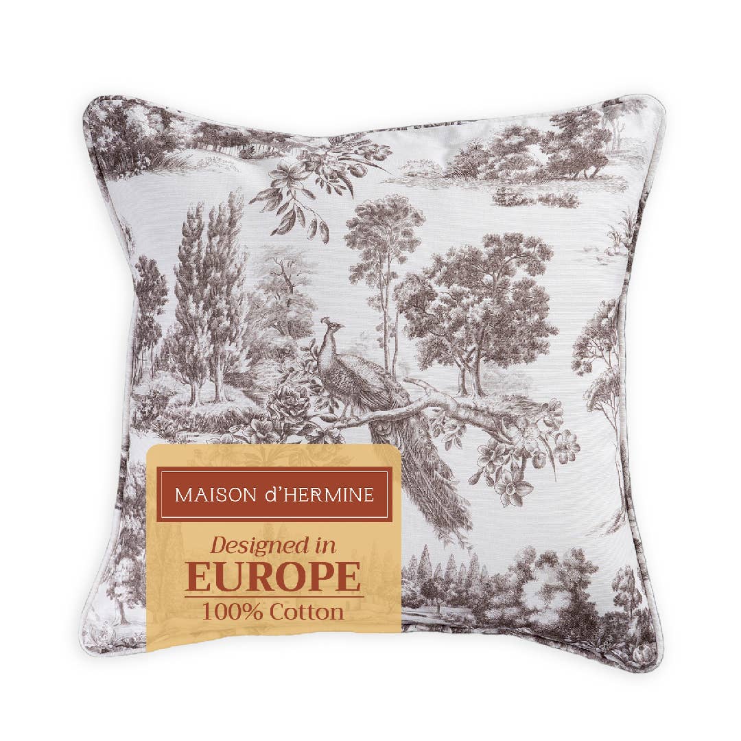 Charcoal Peacock Decorative Throw Pillow With Feather Insert