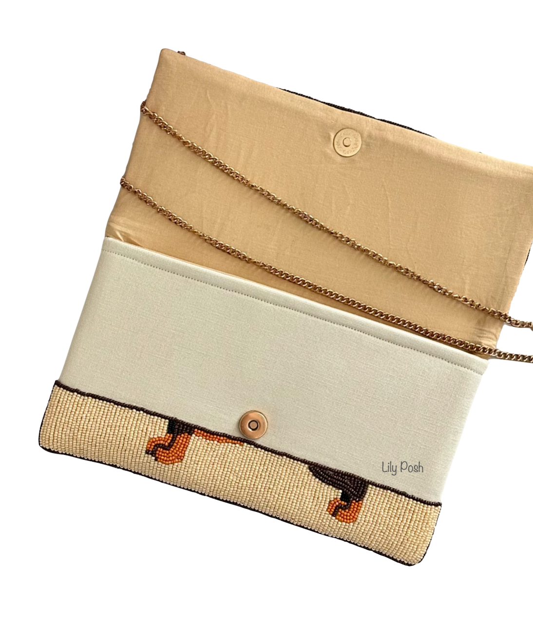 Dachshund Beaded Crossbody Clutch