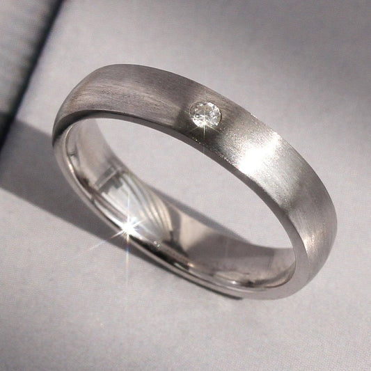Platinum Plated Sterling Silver Moissanite Stone Ring - Size 6