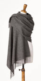 Gray Merino Wool Pashmina Shawl Wrap - Made in England