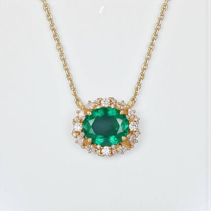 Lab Emerald & Crystal 14kt Gold Vermeil Necklace