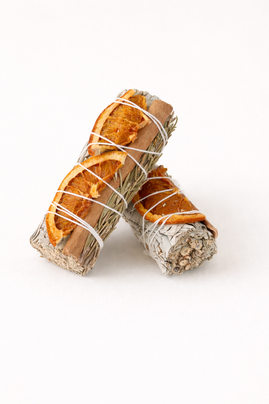 White Sage, Orange, Cinnamon & Rosemary Smudge Stick