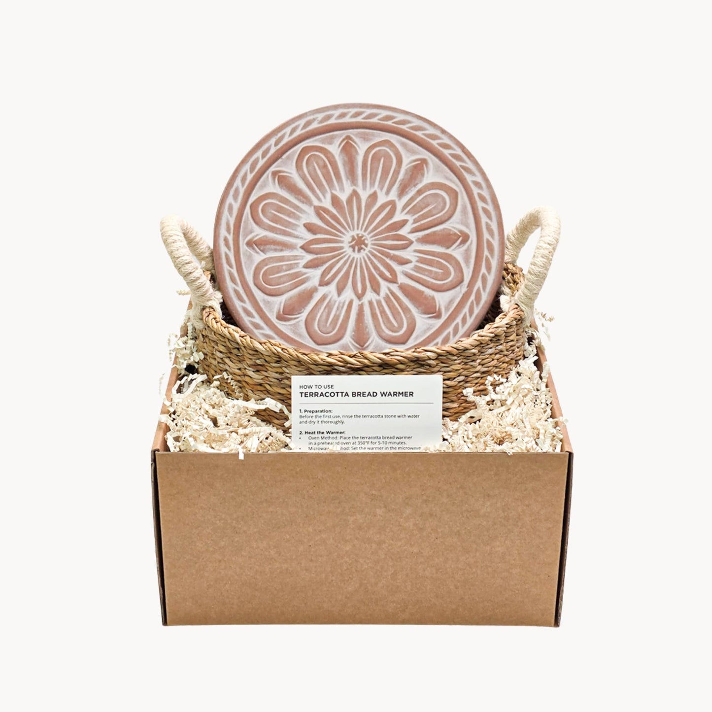 Handmade Bread Warmer & Wicker Basket - Floral Round Pattern