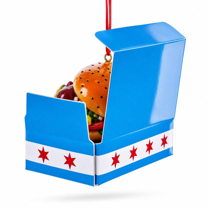Chicago-Style Hot Dog Box Resin Christmas Ornament