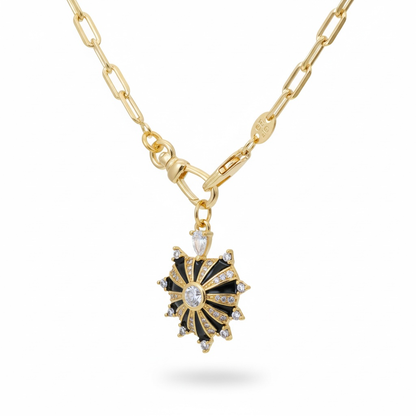 Enamel Pave Heart Charm 18kt Gold Fill Necklace