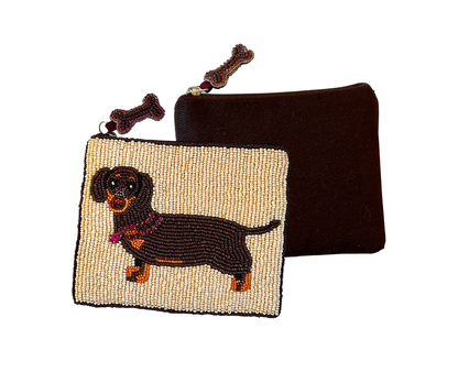 Dachshund 2 Hand Beaded Coin Purse/Small Clutch