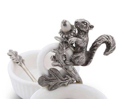 Pewter Squirrel Double Salt Cellar