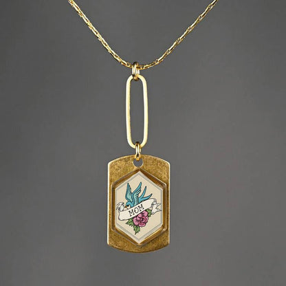 Mom Tattoo Resin Enamel Necklace