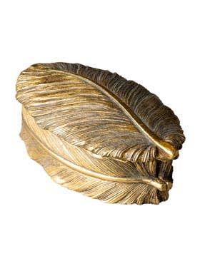 Golden Feather Decorative Container
