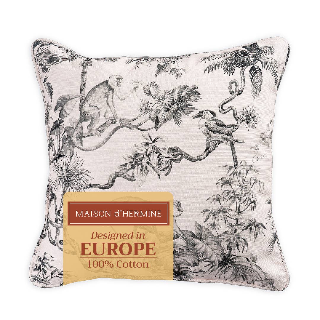 Panama Dark Gray Decorative Throw Pillow With Feather Insert