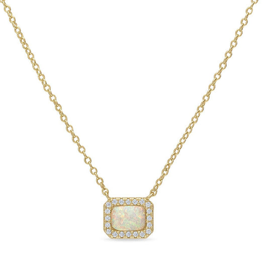 Natural Opal 14k Gold Vermeil Pendant Necklace