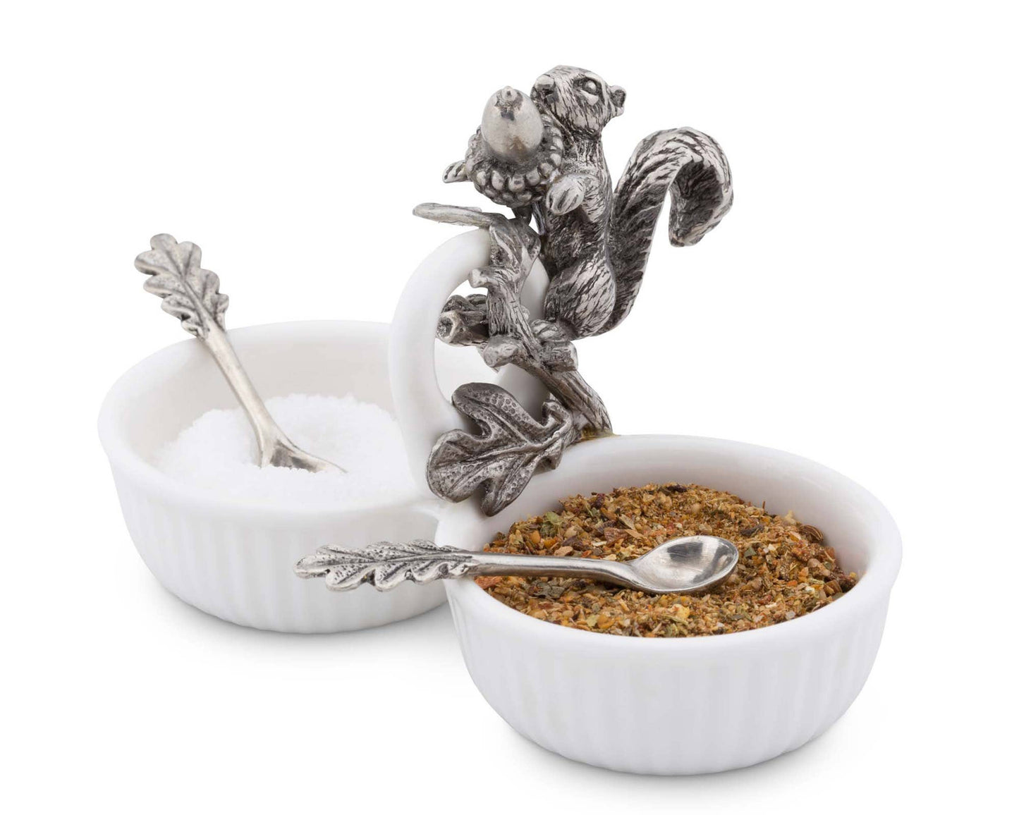 Pewter Squirrel Double Salt Cellar
