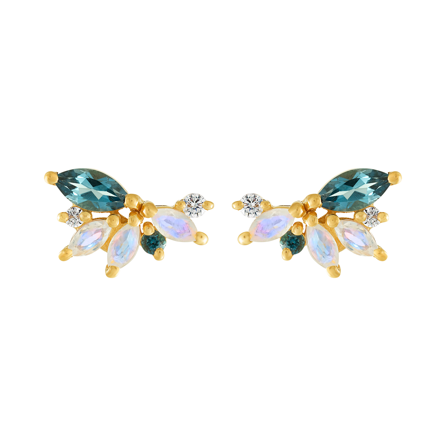 London Blue Topaz & Rainbow Moonstone Earrings