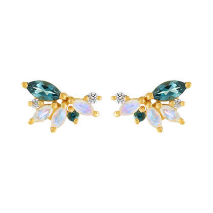 London Blue Topaz & Rainbow Moonstone Earrings