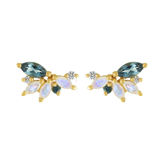 London Blue Topaz & Rainbow Moonstone 18kt Gold Vermeil Earrings
