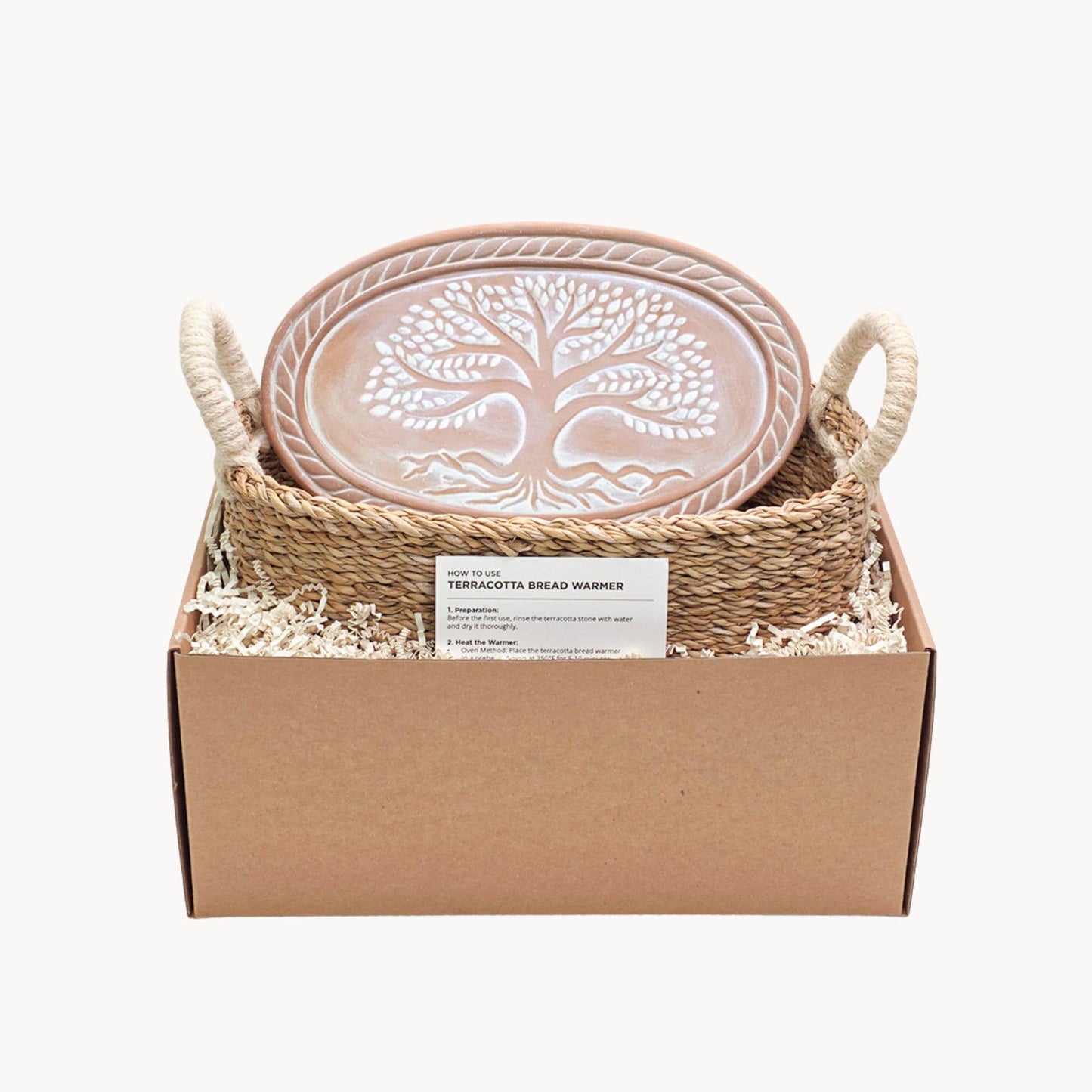Handmade Bread Warmer & Wicker Basket - Tree of Life Oval Pattern
