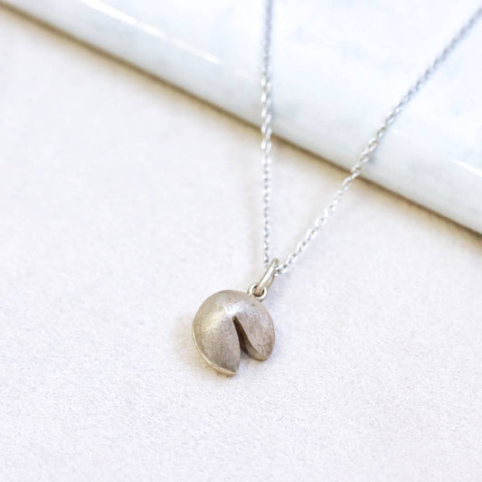 Fortune Cookie Sterling Silver Brushed Necklace