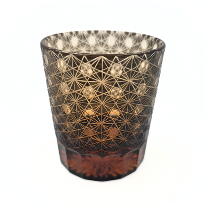 Dark Coffee Hand Cut Gatsby Rocks Glass