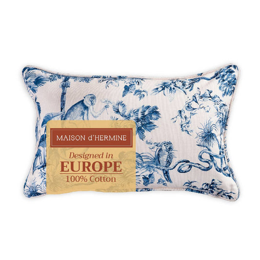 Panama Blue Decorative Lumbar Throw Pillow With Feather Insert