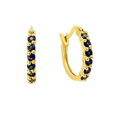 Natural Blue Sapphire 18kt Gold Vermeil Huggie Hoop Earrings