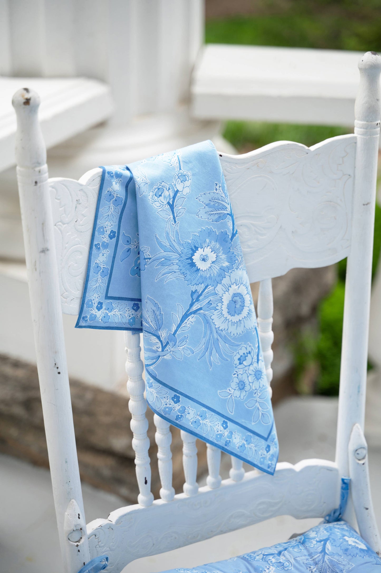 April Cornell 100% Cotton Blue Floral Augustine Napkin Set of 4