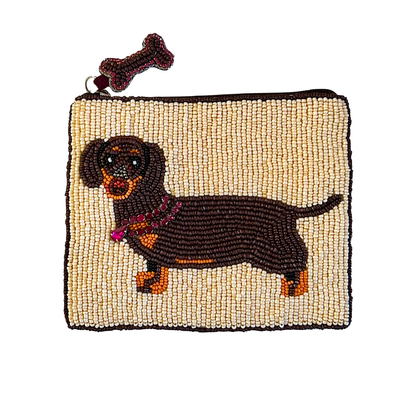 Dachshund 2 Hand Beaded Coin Purse/Small Clutch