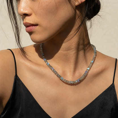 Labradorite Gemstone Necklace - Slim