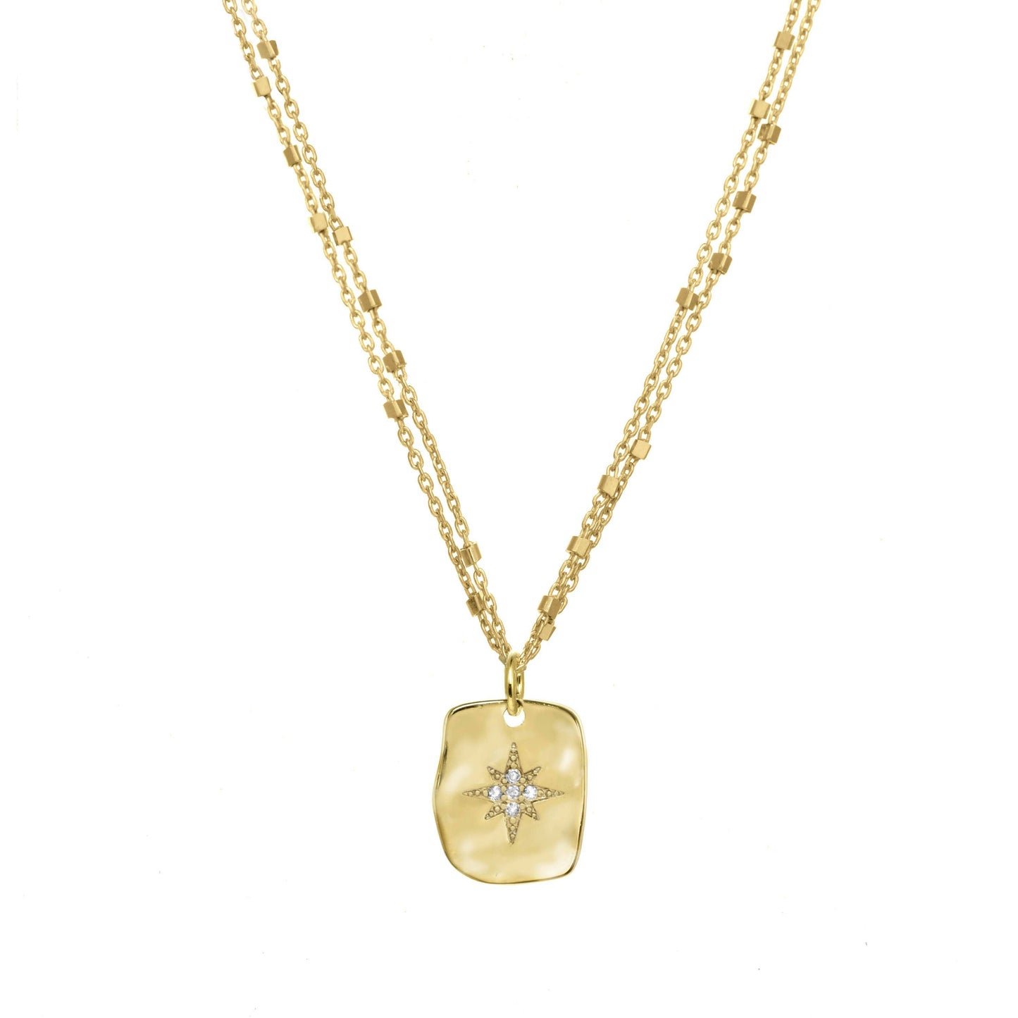 14kt Gold Vermeil Pavé Starburst Double Strand Necklace