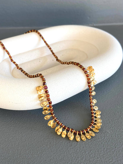 18kt Gold Fringe & Garnet Necklace