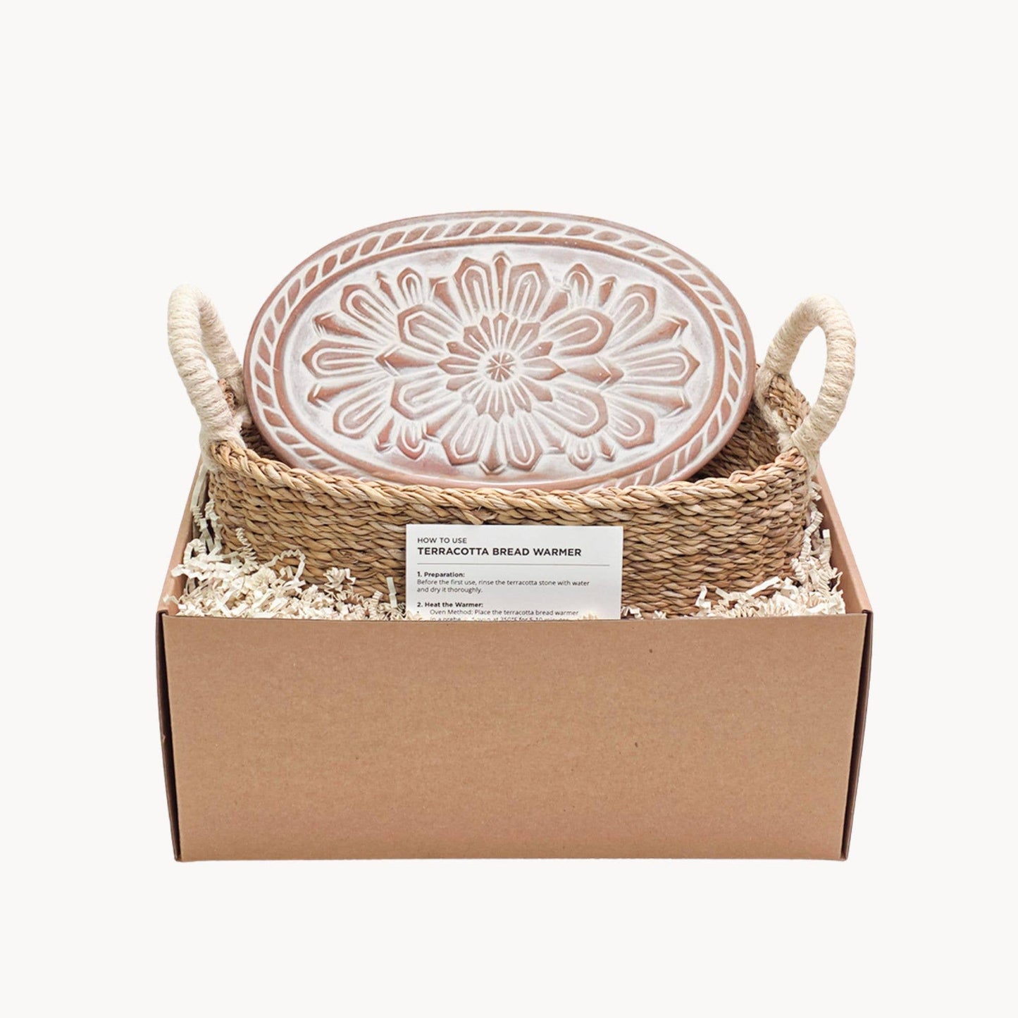 Handmade Bread Warmer & Wicker Basket - Floral Oval Pattern
