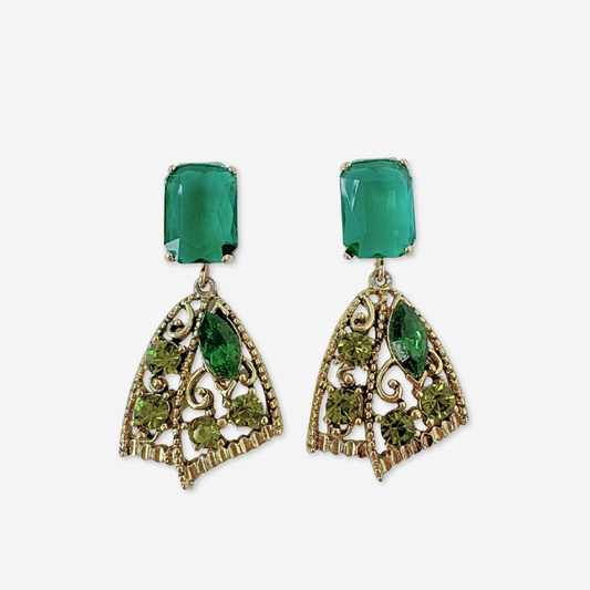 The Adelaide - Refashioned Vintage Green Rhinestone Earrings