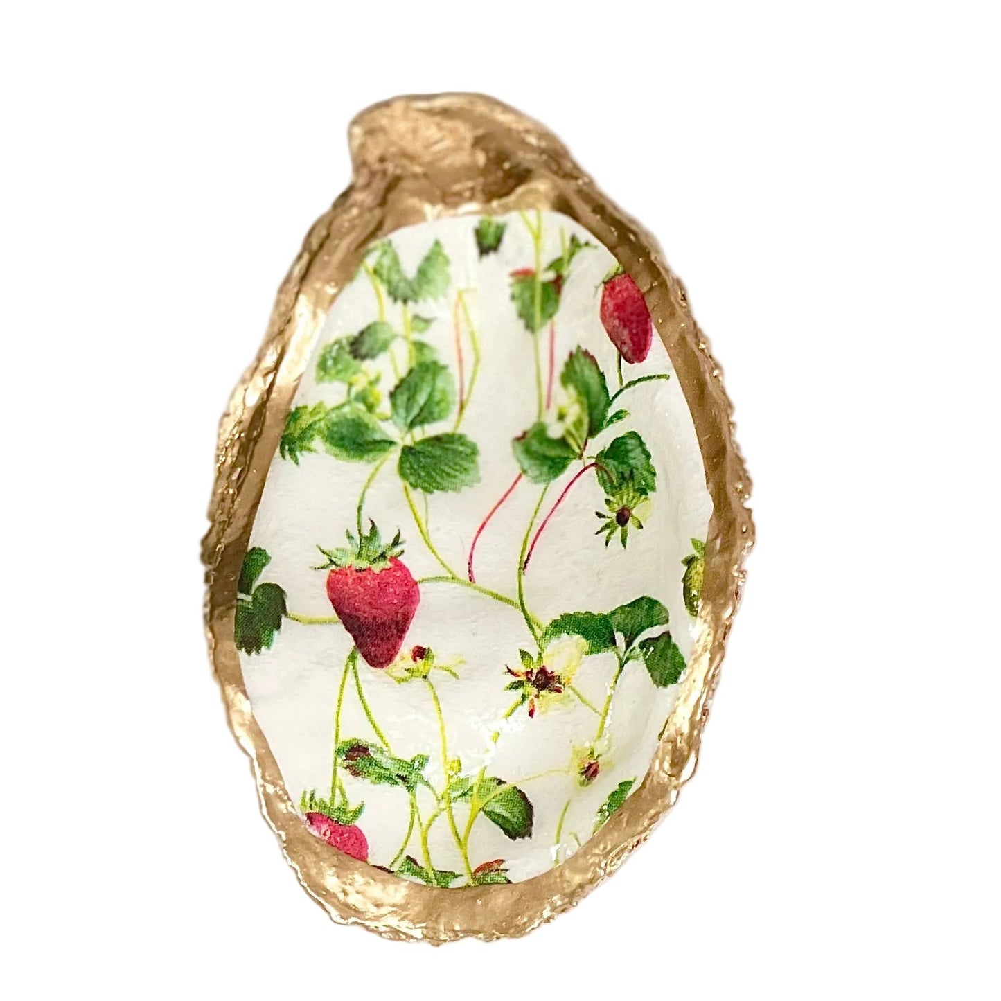 Strawberry Fields Handmade Decoupaged Oyster Shell Trinket Dish