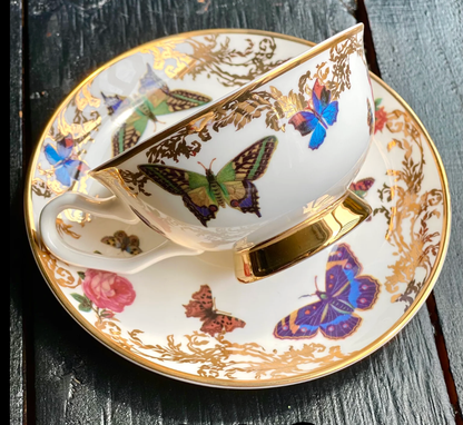 "Kindly Fuck Off" Butterfly Teacup & Saucer