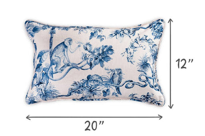 Panama Blue Decorative Lumbar Throw Pillow With Feather Insert