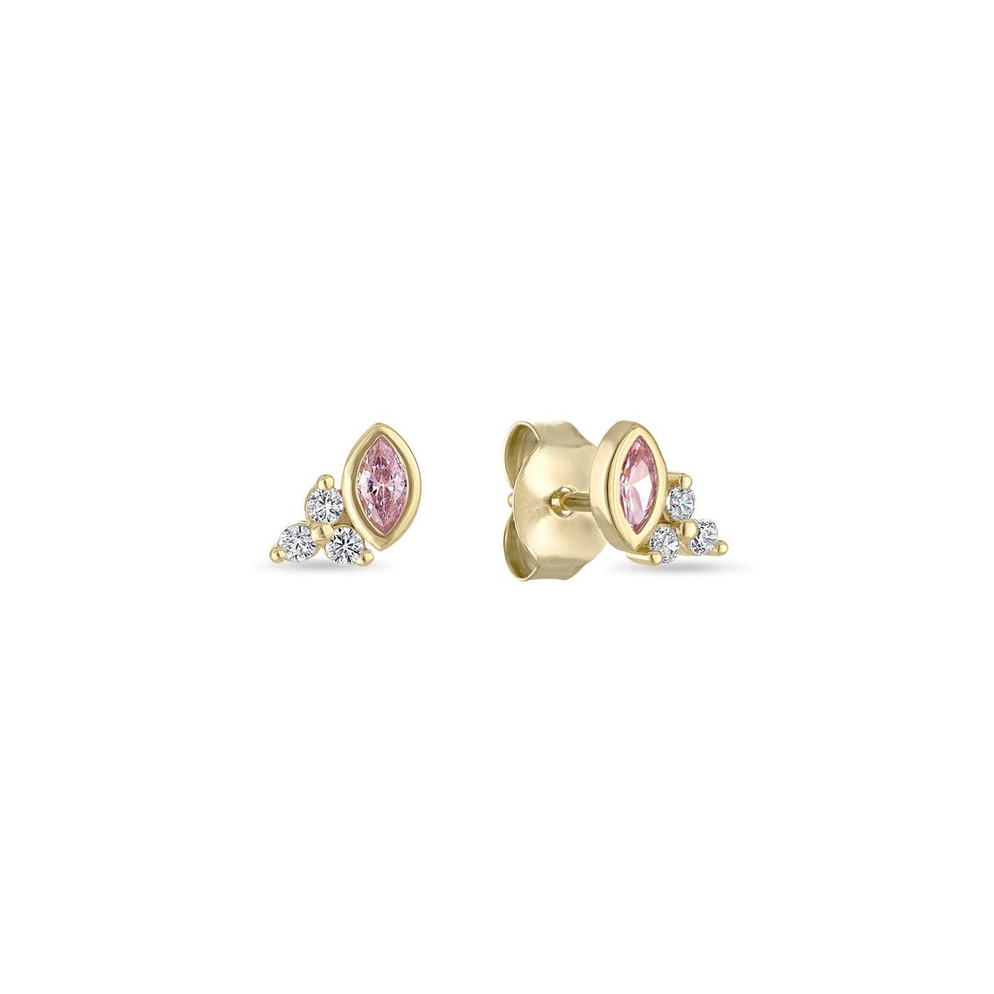 Simulated Pink Sapphire 14k Yellow Gold Vermeil Stud Earrings