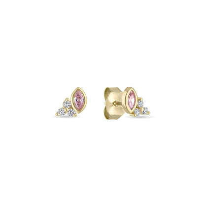 Simulated Pink Sapphire 14k Yellow Gold Vermeil Stud Earrings