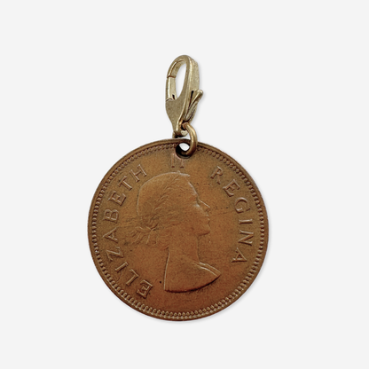 1957 Queen Elizabeth II South African Coin 14kt Gold Vermeil Paperclip Necklace