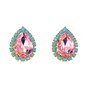 Pink & Turquoise Crystal Pear Stud Earrings