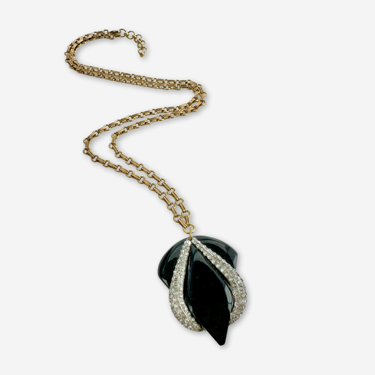The Beatrice – Refashioned Vintage Black and Clear Rhinestone Art Deco Necklace