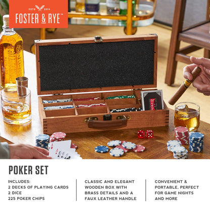 Poker Set in Wood Carrying Case