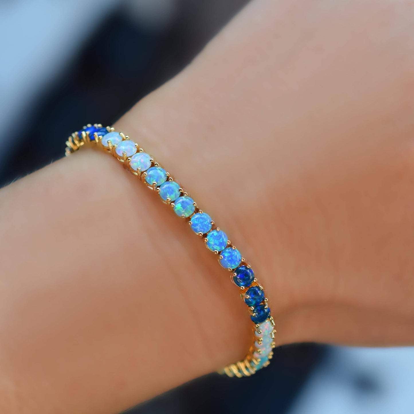 Blue Ombré Lab Opal Tennis Bracelet