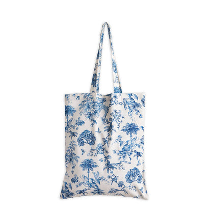 Panama Blue & Ivory 100% Cotton Tote Bag