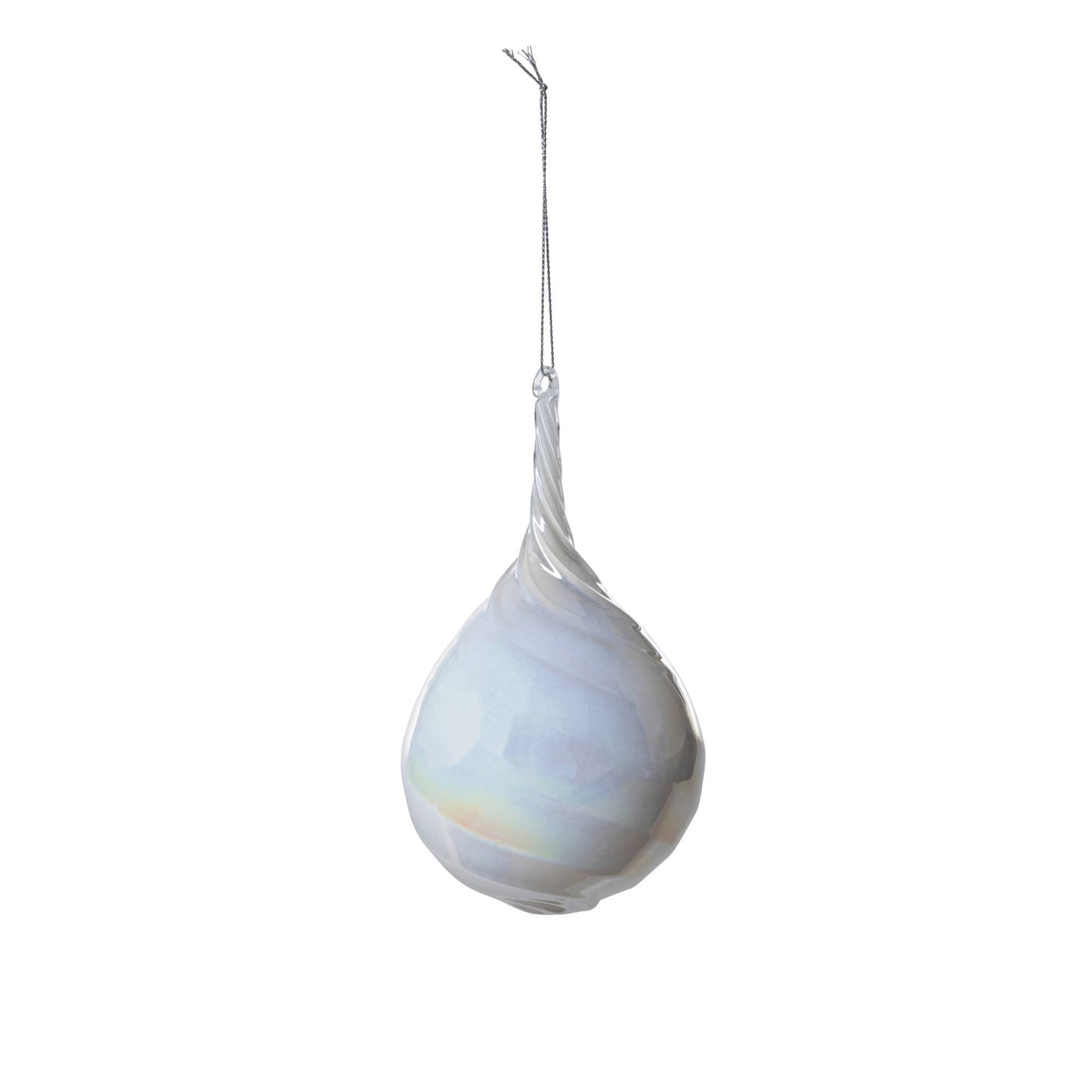 Frosty Pearl Teardrop Glass Ornament