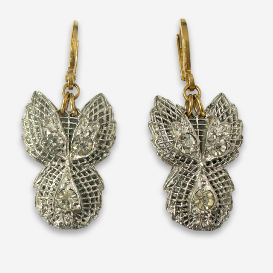 The Eleanor - Refashioned Vintage Silver Rhinestone Earrings